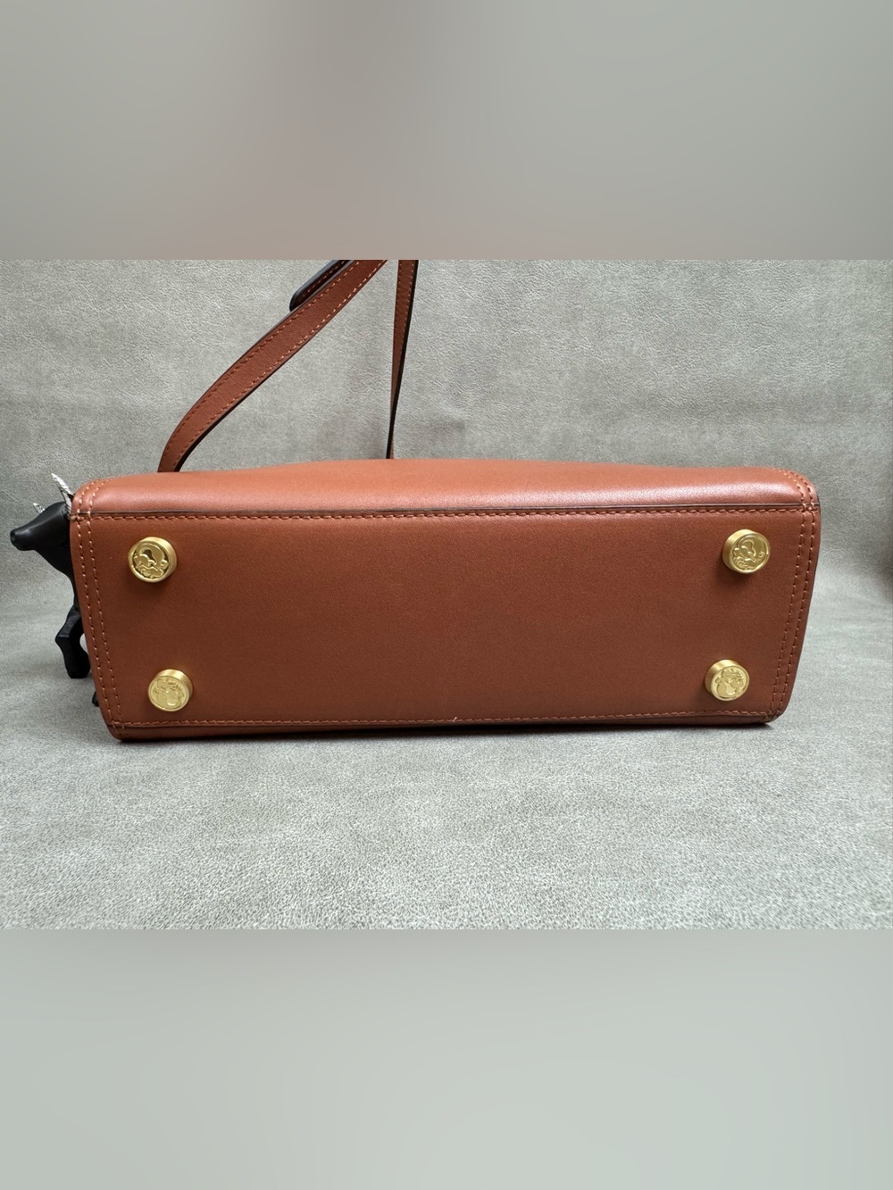 Spartina 449 Brown Leather Top-Handle Satchel with Gold Hardware - Picture 4 of 13